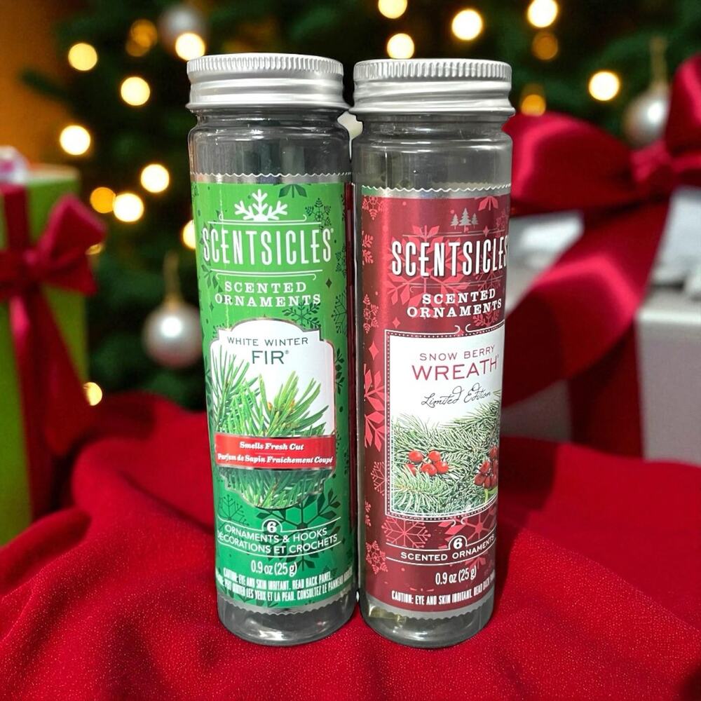 ScentSicles White Winter Fir Snow Berry Scented Ornaments Hooks Lot 8 Ttl Decor